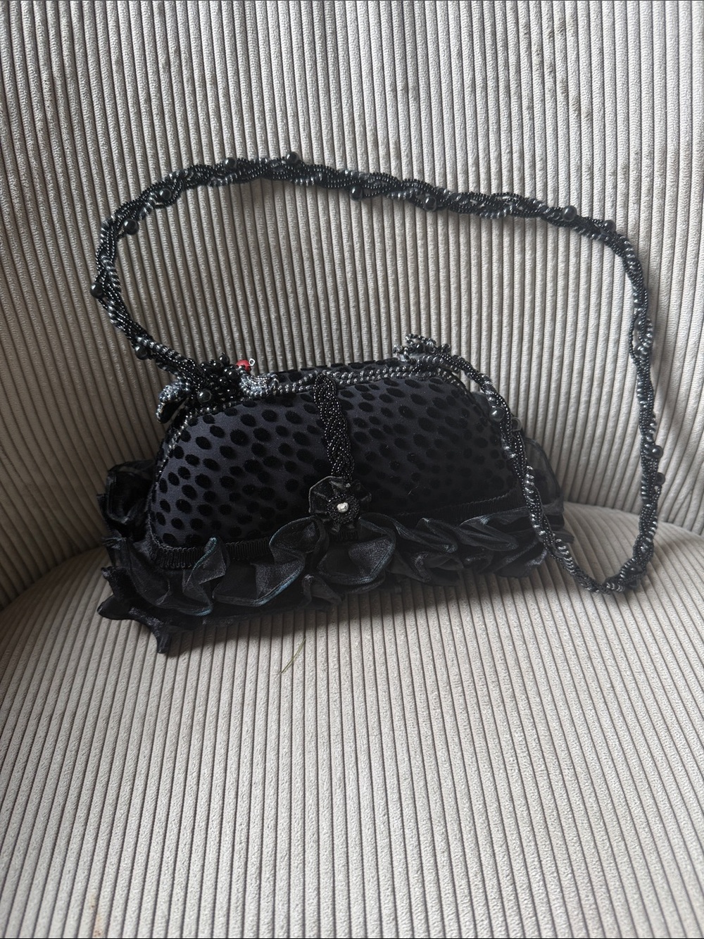 Mary Frances Black Velvet Bag